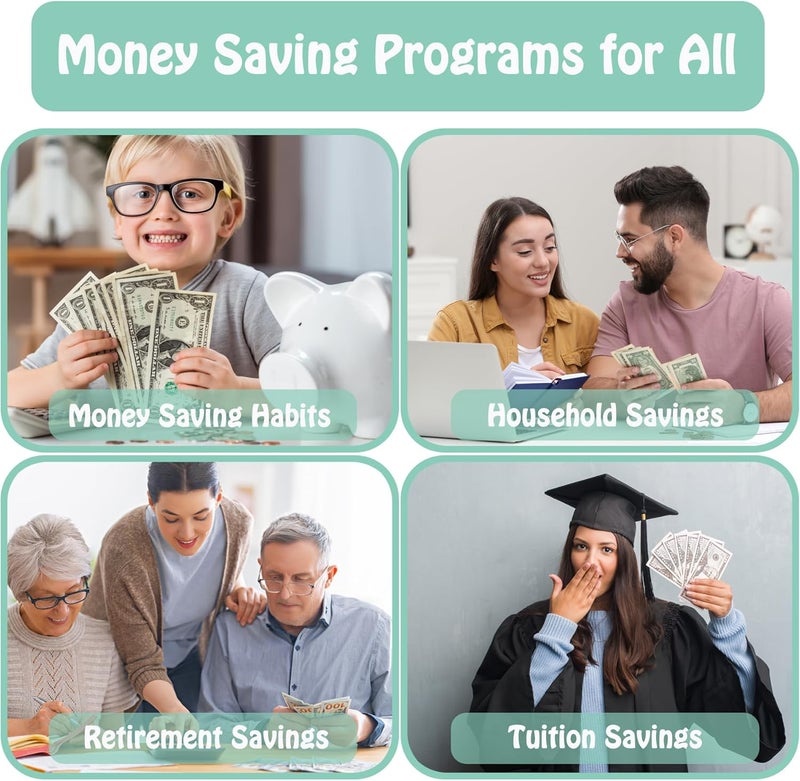 Antner 100 Envelopes Money Saving Challenge Binder, Savings Challenges Book with Envelopes & Challenge Trackers to Save $5,050 and $500 and $10,000, A5 Budget Binder Money Saving Book, Light Green - Image 3